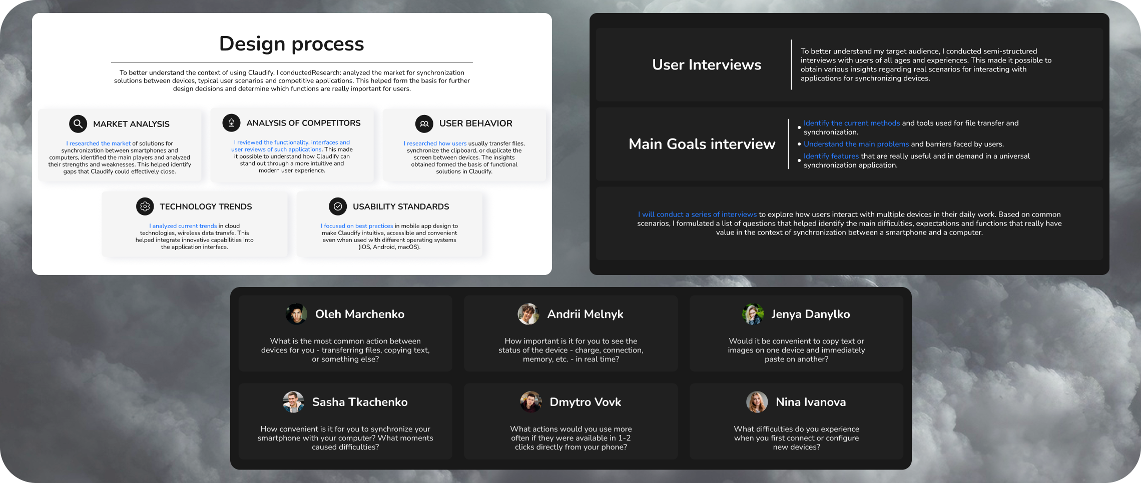 Claudify Design Process Wireframes